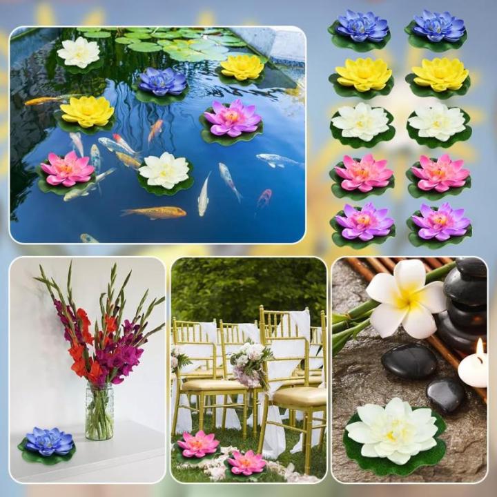 10 STK Künstliche Seerosen 10cm Schwimmende Blumen Seerose Schwimmend Lotusblüte Wasserlilie Seerose Kunstblume Lotusblume Künstliche Lotus Artificial für Gartenteich Dekoratio