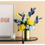 Kunstblumen Elegantes künstliches Rosen-Set in Keramikvase – lebensechte Kunstblumen für Wohnzimmer, Esstisch, Büro und Hochzeiten für jeden Anlass