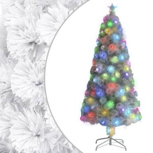 Künstlicher Weihnachtsbaum mit Beleuchtung Weiß 150cm Glasfaser Christbaum Kunstbaum Dekobaum Tannenbaum Weihnachten Künstlicher Weihnachtsbaum für Weihnachtsdeko