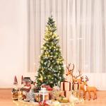 Kunstpotlood, kerstboom met dennenappels, sneeuwbedekte dennenboom met metalen standaard, pvc-naalden, kunstboom, kerstklapsysteem, 180 cm