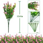 Kunstbloemen voor buiten, uv-bestendig, , bloemen in grote hoeveelheden voor het ophangen van plantenbakken, buiten, veranda, vaas, thuis, raamdecoratie, 6 bundels, roze