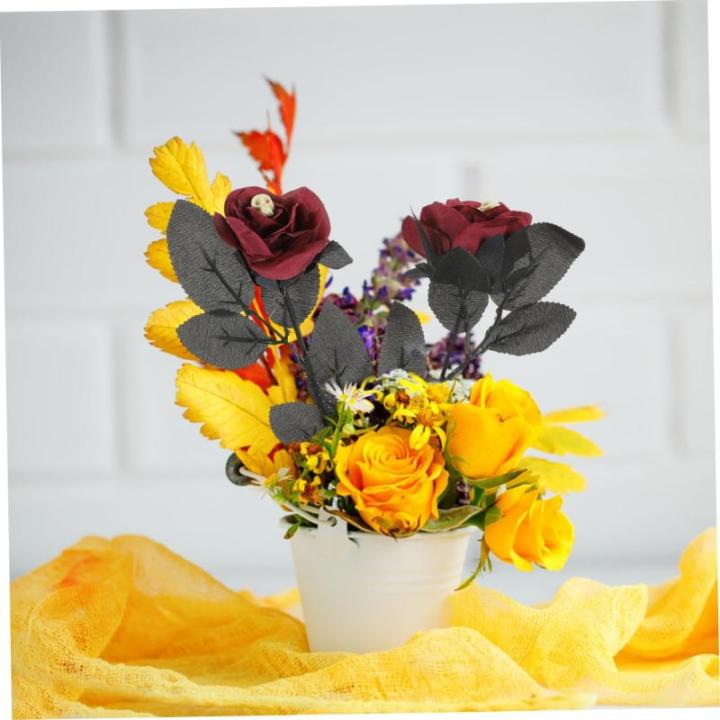 10st Schädel Stieg Halloween-Spielzeug Künstliche Rosen Halloween-blumendekor Halloween Tischdekoration Halloween-blumenstrauß Blumenstrauß Für Halloween Seidenrosenblume Plas