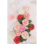 Kunstbloemen, rozen, 25 stuks, kunstrozen met steel, voor doe-het-zelf bruiloft, boeketten, bruid, woondecoratie, gemengd rood