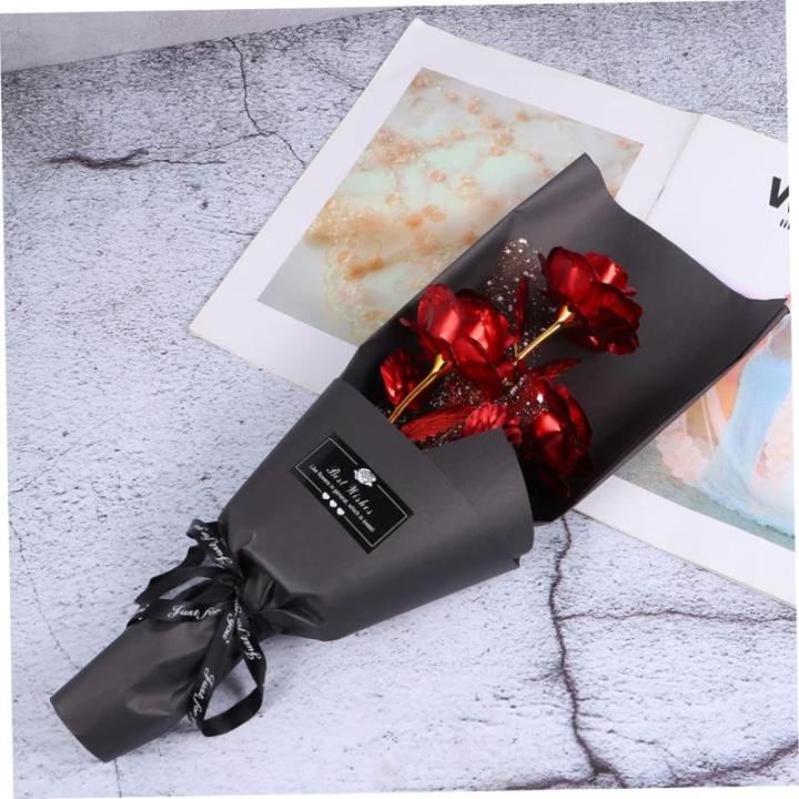1 Stück 3 Geschenkrosen Künstliche Rosen Romantische Rosen Hochzeitsdekoration Romantische Krippendekoration Hochzeitsblumen Kunstfolie Roségoldfolie Rosenstrauß Rot