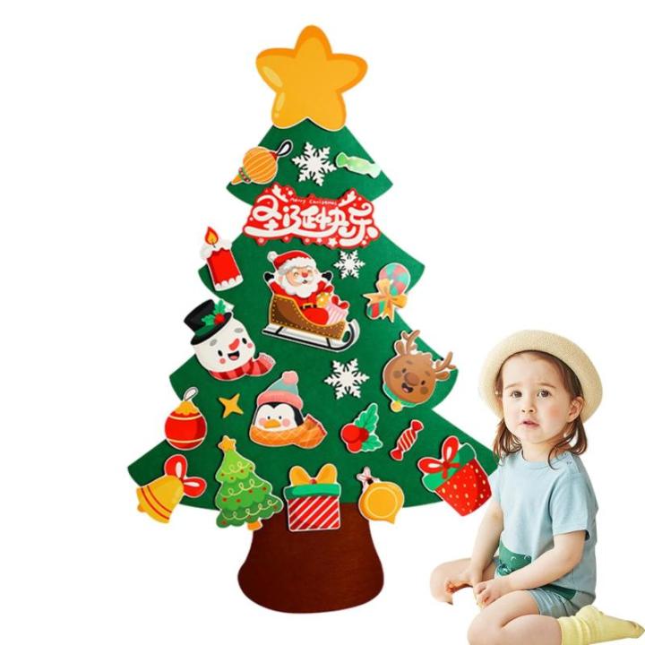 Filz-Weihnachtsbaum für Kinder,Filzbaum für Kinder zum Dekorieren - Weihnachtsbaum handgefertigte Lieferungen abnehmbare Ornamente - Kinder-Weihnachtsbaum, Weihnachtsbaum-Wandauf