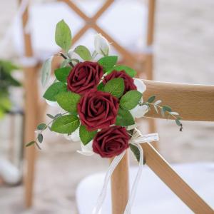50 Stück Künstliche Rosen Burgunderrot Kunstblumen Dunkelrote Rosen für Dekorationen, Schaumstoff-Rose mit Stielen für DIY Hochzeitssträuße Tafelaufsätze Valentinstag Mutter