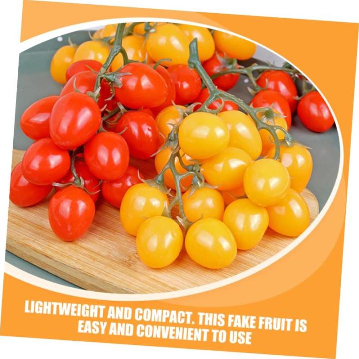 2st Simulierte Kleine Tomaten Künstliche Kirschtomaten-Modell Kunstfruchtdekor Realistisch Simulationsfrucht Zuhause Gefälschte Fruchtstütze Küche Kirschtomaten Prop Yellow Sch
