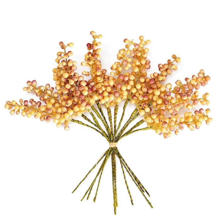 Simulierte Beerenzweige, 12 Stück, Künstliche Beeren, Biegbare Stiele, Zweige, Künstliche Früchte, wasserdichte Beerenzweige für Zuhause, Haus, Küche, Tisch, Korb (E)