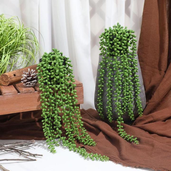 2 Stuks Nep Opknoping Planten Nep Potten Parels Vetplanten Kleine Faux Planten Voor Indoor Outdoor Plank Muur Decor