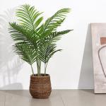 Künstliche Areca Palme 110 cm Fake Palm Tree 10 Stämme Faux Tree für Indoor Outdoor Modern Decor Feaux Dypsis Lutescens Pflanzen im Topf für Home Office (1 Stück)