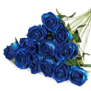 12 stuks kunstbloemen, zijden bloemen, rozen, 51 x 7 cm, kunstbloemen, bladeren en verstelbare stelen, realistische en zachte kunstbloemen voor doe-het-zelf bruiloftsfeest, Valenti