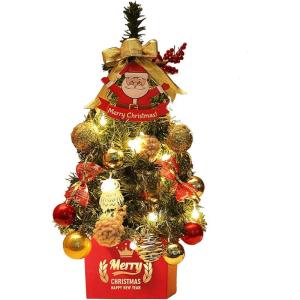 Mini Weihnachtsbaum Künstlich mit LED Beleuchtung Künstlicher Weihnachtsbaum Klein für Weinachtsdekorationen Tischplatte Tannenbaum Geschmückt Tisch Weihnachtsbaum mit Ornament