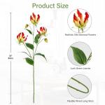 Gloriosa Lily Kunstbloemen, 3 stuks, rode klimlelie, lengte 84 cm, kunsttakken, lentebloemen, kunstplant voor bloemstuk, thuis, resto, kantoor, decoratie
