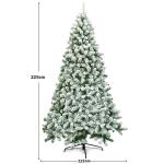 Kunstkerstboom met sneeuw, 135/180/225 cm, kerstboom met metalen standaard, kerstboom 400/928/1346 takken, pvc, kunstboom, kerstklapsysteem voor thuis, kantoor, winkels (225 cm)
