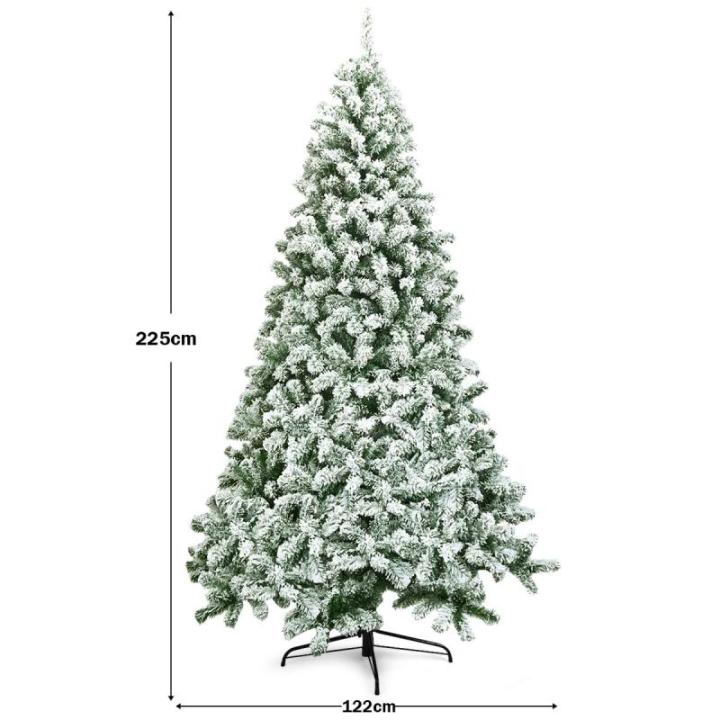 Kunstkerstboom met sneeuw, 135/180/225 cm, kerstboom met metalen standaard, kerstboom 400/928/1346 takken, pvc, kunstboom, kerstklapsysteem voor thuis, kantoor, winkels (225 cm)
