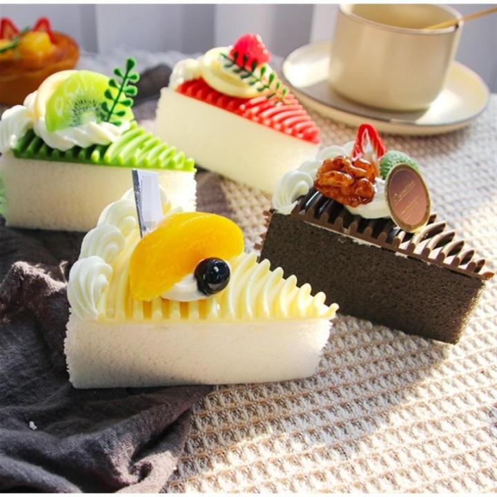 Fake Kuchen künstliche Kuchen 8Pcs Gefälschte Scheibe Kuchen Gefälschte Lebensmittel Shop Kuchen Display Party Dekoration Scheibe Faux Kuchen Modell Realistisches Essen