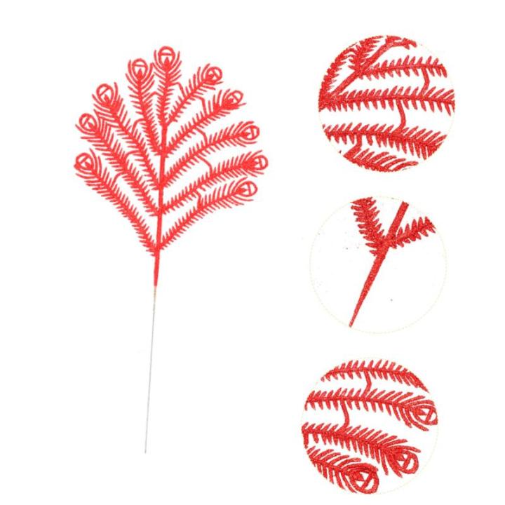 Ceramic Ornaments 10 Stück Weihnachtsblätter für den Außenbereich, Weihnachtsbaum, künstliche Blätter, künstliche Tannenzweige, Weihnachts-Tannenzweige, glitzernde Blätter,