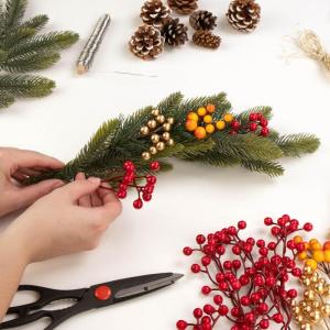 25x Decoratieve tak - decoratieve kleine takken met bessen - decoratieve takken als tafeldecoratie - knutselaccessoires voor doe-het-zelfwerkzaamheden (25 stuks - rode bessen 2)