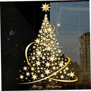 Kerstboom muurstickers, herbruikbare gouden kerst Pvc zelfklevend Diy statische kerstboom muursticker voor kinderkamer, slaapkamer, winkel