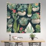 Vetplanten en cactus wandtapijt, muuropknoping 152 x 130 cm wandtapijt voor slaapkamer grappig wandtapijt muurkunst moderne muurdeken slaapzaal wand poster banner voor woonkamer