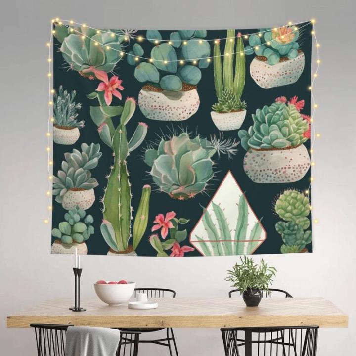 Vetplanten en cactus wandtapijt, muuropknoping 152 x 130 cm wandtapijt voor slaapkamer grappig wandtapijt muurkunst moderne muurdeken slaapzaal wand poster banner voor woonkamer