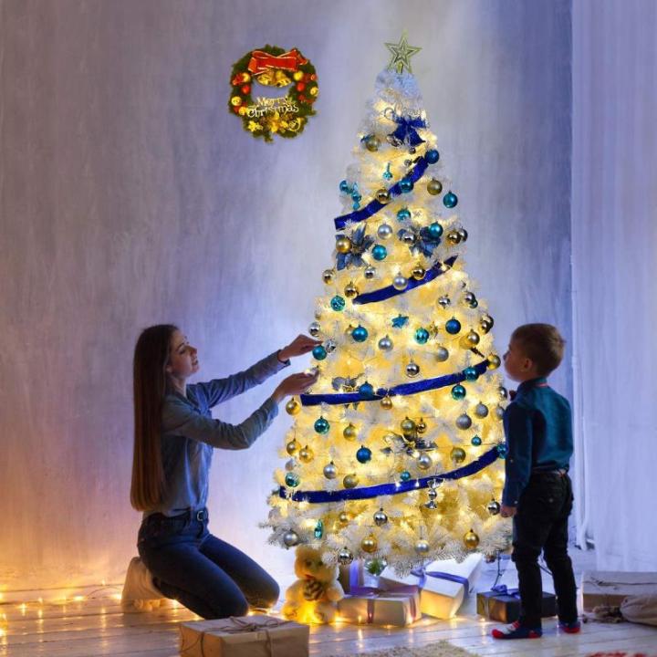 Kunstkerstboom, dennenboom met metalen standaard, pvc-naalden, kunstboom, ideaal voor thuis, kantoor, winkels en hotels, wit