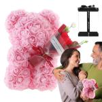 Valentijnsdag rozenbeer cadeau voor haar rozenbeer schattige teddybeer, kunstrozenbeer met rozenboeket, romantische rozen teddybeer cadeau voor Kerstmis