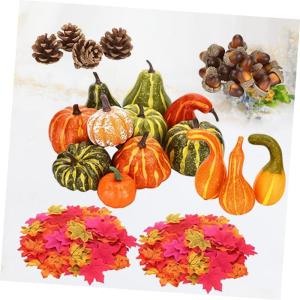 141 Stück Halloween-simulationskürbis Lebensechter Kürbis Thanksgiving-dekor Künstliche Ahornblätter Fallen Herbstkürbis Künstliche Eicheln Künstliches Kürbisdekor Fruchtd