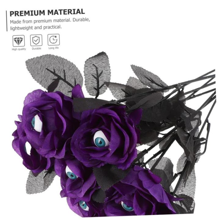 8St Augenblumenarrangement Dekor Seidenstrauß aus schwarzen Rosen Verzierungen Halloween Party Halloween Scherzartikel kunstpflanze emulierte Rose Halloween-Rose Polyester Lavende