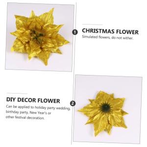 14 STK Künstliche Blumen Weihnachtsglitzerblume Stoff Weihnachtsstern Blumen Gold Kunstblumen Zur Dekoration Glitzerblumen Kuchendekorationen Weihnachtsglitter Große Kugeln Sport
