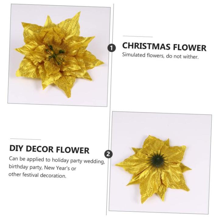 14 STK Künstliche Blumen Weihnachtsglitzerblume Stoff Weihnachtsstern Blumen Gold Kunstblumen Zur Dekoration Glitzerblumen Kuchendekorationen Weihnachtsglitter Große Kugeln Sport
