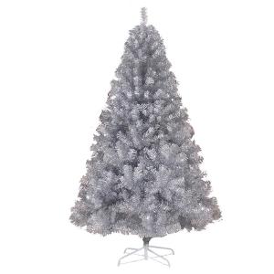 Fuß schwarzer Weihnachtsbaum, Kiefernbaum mit Metallständer, großer künstlicher Weihnachtsbaum für den Innen- und Außenbereich, Weihnachtsdekoration für Büro und Geschäft 