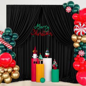 Schwarzer Polyester-Hintergrund: faltenfreier schwarzer Hintergrund, Vorhang, 2 Stück, 1,6 x 3 m, Halloween-Hintergrund für Geburtstag, Junggesellenabschied, Party, Bühne, Fotog