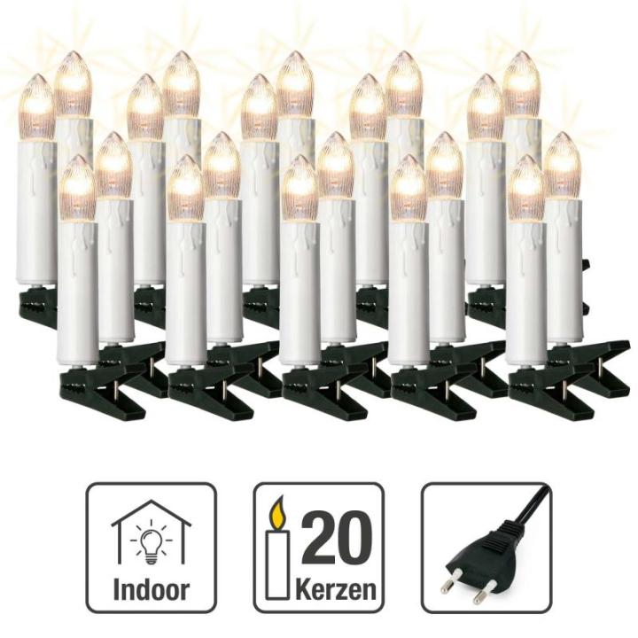 612011 Ribbelkaarsenketting 20-delig, met witte druppels, binnenverlichting