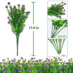 Kunstbloemen voor buiten, uv-bestendig, , bloemen in grote hoeveelheden voor het ophangen van plantenbakken, buiten, veranda, vaas, thuis, raamdecoratie, 6 bundels, paars