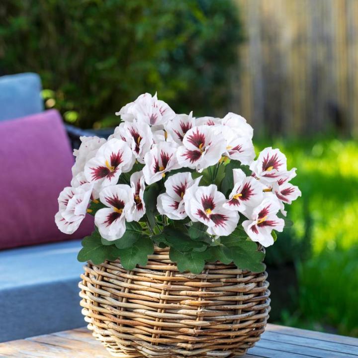 10 bundels kunstbloemen zoals echt balkon, kunstbloemen, buiten, uv-bestendig, weerbestendig, kunstbalkonplanten, balkonbloemen voor huis, vensterbank, bruiloft, decoratie (wit)