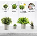 4 stuks , mini-kunstplant als echte eucalyptus, rozemarijn, vetplanten, voor tafeldecoratie keuken, huis, balkon, kantoor, bureau, binnendecoratie