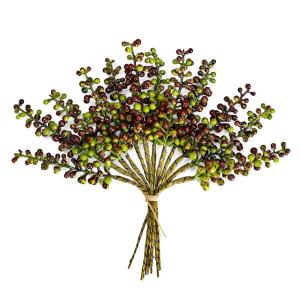 Simulierte Beerenzweige, 12 Stück, Künstliche Beeren, Biegbare Stiele, Zweige, Künstliche Früchte, wasserdichte Beerenzweige für Zuhause, Haus, Küche, Tisch, Korb (D)