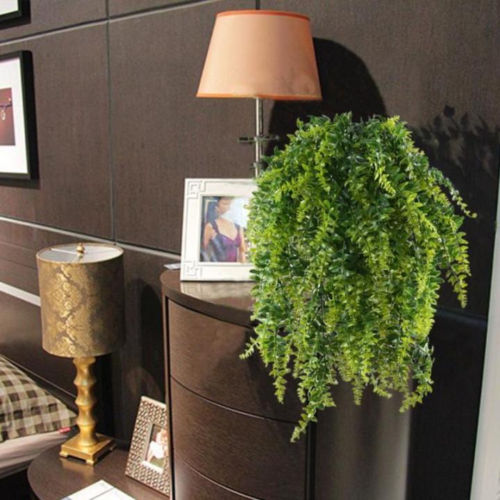 MIHOUNION Farn Kunstmatige kunstplanten hangende planten kunstmatige groene planten kunststof planten kunstplanten voor buiten balkon pot bruiloft tuin decoratie 2 stuks