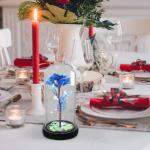 Rozencadeaus voor vrouwen, moeders, vrouwen, kleurrijke kunstroos, cadeau voor vrouwen, altijd in glazen koepel voor verjaardag, Kerstmis, Moederdag, decoraties (blauw)