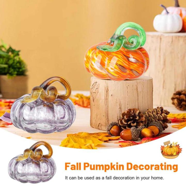 Herbstdeko Tischdeko Glas Kürbis,Herbst Dekoration Kürbisfigur für Herbsternte Dekor,8cm Glas Kürbis Sammelfiguren Tischakzent für Tischdeko,Erntedankfest Thanksgiving Hallowe