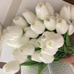 30 stuks kunstmatige tulpen bloemen nep tulpen boeket real touch bloemen voor decoratie (wit)
