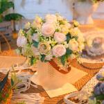 4 Bündel Pfingstrose Künstliche Blumen Weiß Grün Blumen Seidenpfingstrosen Blumensträuße für Hochzeit Partei Tischaufsätze Blumenarrangement Heim Küche Dekor