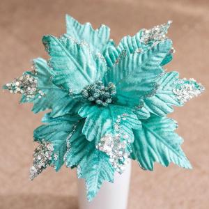 5 Stück Pailletten Weihnachten Blumen, Glitzer Künstliche Weihnachtsstern, Künstliche Blumen zu Weihnachten, Deko Blumen für Weihnachtsbaum, Hochzeit, Ornamente,Grün