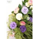 Kunstbloemen, 50 stuks, kunstschuim, rozen, paarse bloemen met stengels, lavendel, voor doe-het-zelf bruiloft, bruidsmeisje, bruidsboeket, middenstuk, feest, binnendecoratie (serie