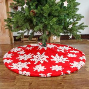 Christmas Tree Skirt Weihnachtsbaum-Rock, Weihnachtsbaum-Unterteil, Kleid, Baumschürze, Samt-Baumwoll-Jacquard-Weihnachtsbaum-Rock Decke Weihnachtsbaum(Red,150cm)