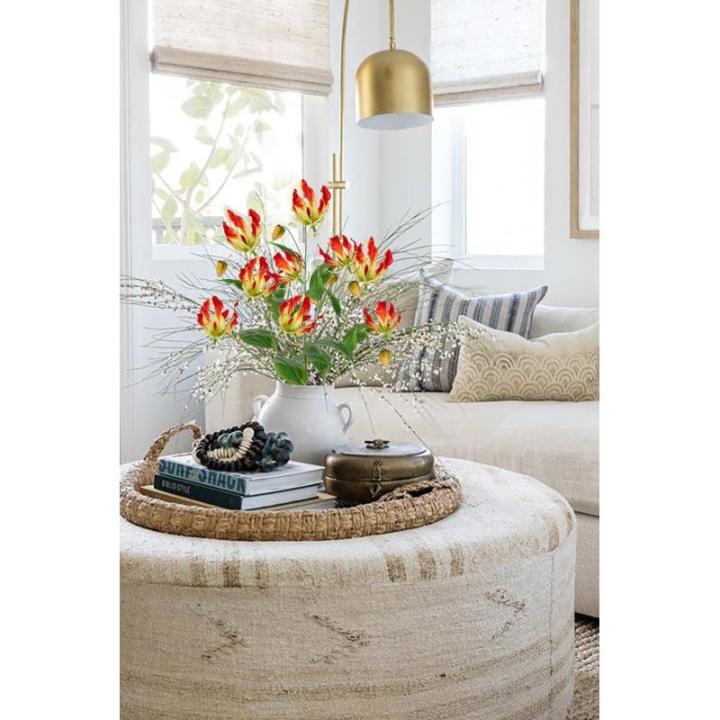 Gloriosa Lily Kunstbloemen, 3 stuks, rode klimlelie, lengte 84 cm, kunsttakken, lentebloemen, kunstplant voor bloemstuk, thuis, resto, kantoor, decoratie