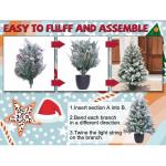 Tafelkerstboom, kleine kerstboom, 6 dennenappels, 6 bessen, 155 takjes (kunstijskralen en dunne kunstsneeuw), pluizig en realistisch, vakantiesfeer, 7,5 m