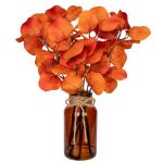 Kunstmatige eucalyptus takken met amber glazen vaas, oranje eucalyptus, kunststof plant, eucalyptus, realistische eucalyptus, decoratie, zilveren dollar voor tafeldecoratie, kantoo