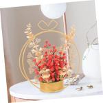 Künstlicher Blumenkorb Rote Beerendekor Zum Mondneujahr Vasendekor Esstischdekoration Gefälschte Pflanzen Künstliche Rote Beeren Paargeschenk Verlobungsornament Eisen